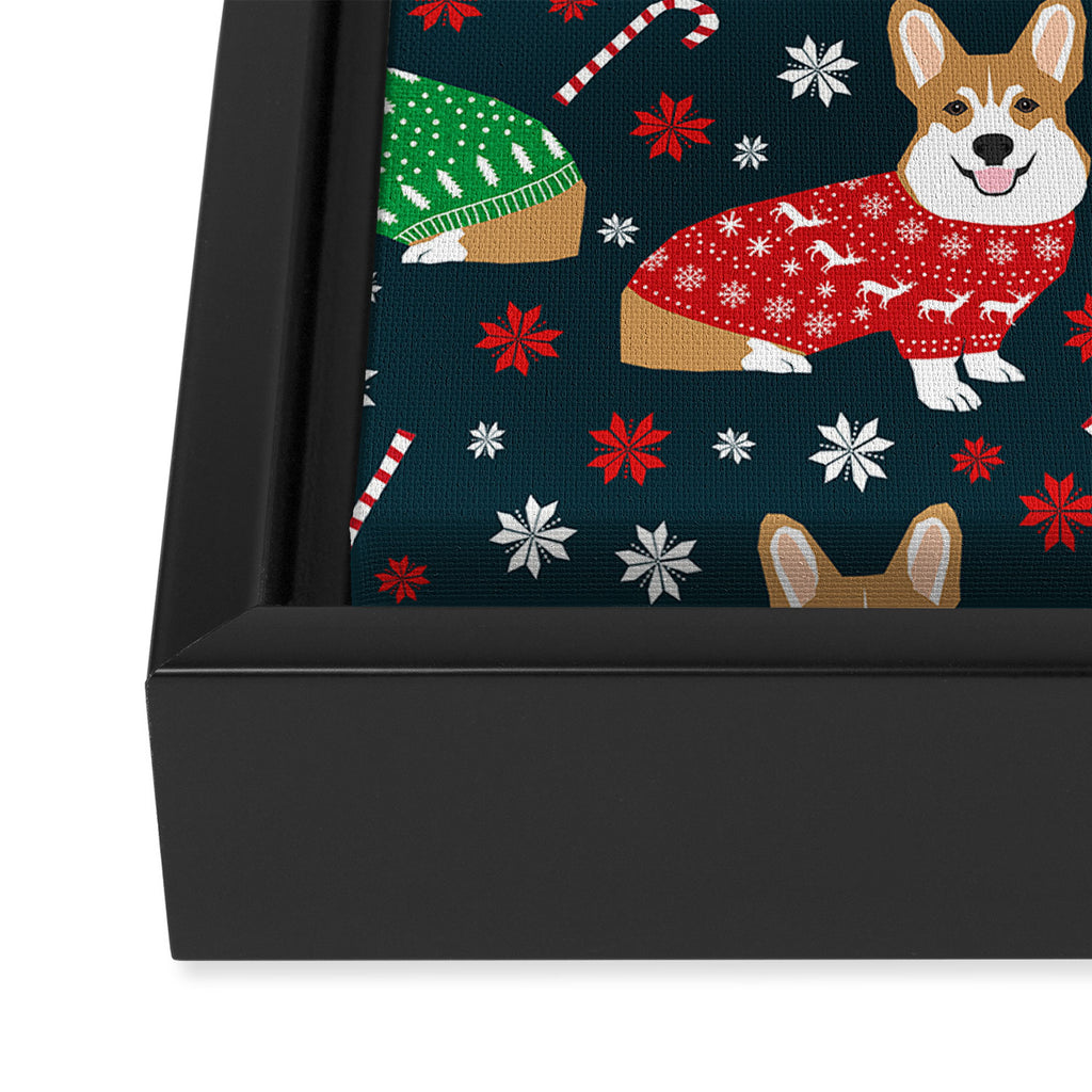 Corgi christmas sweater ugly sweater party with welsh corgis dog lovers dream christmas Framed Canvas Print Gallery Image 2