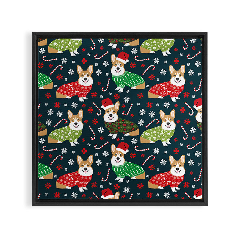 Corgi christmas sweater ugly sweater party with welsh corgis dog lovers dream christmas Framed Canvas Print Gallery Image 3