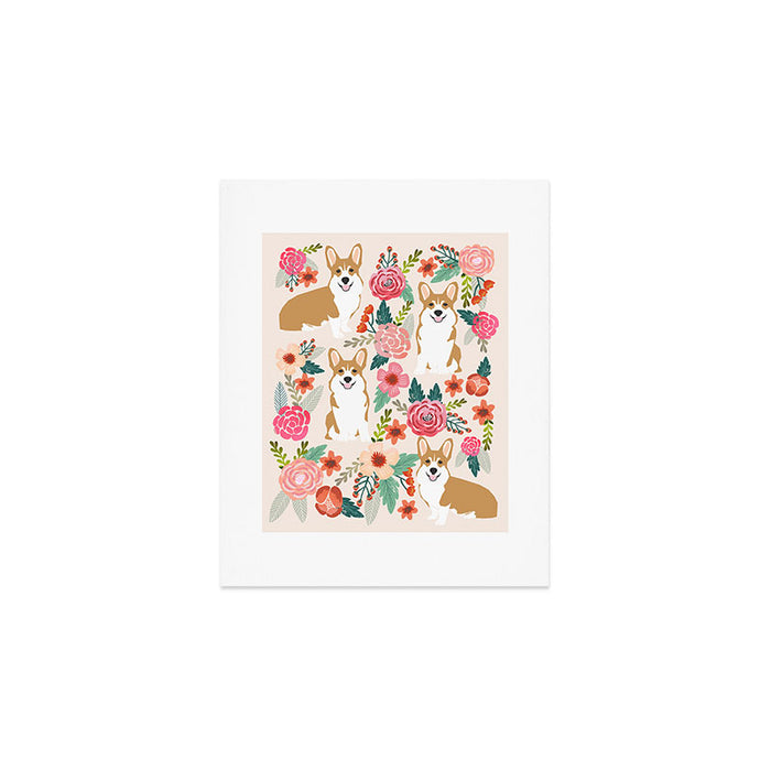 Corgi floral spring bloom flowers nature garden dog dog breeds corgis cute corgi puppies love  Art Print Gallery Image 1