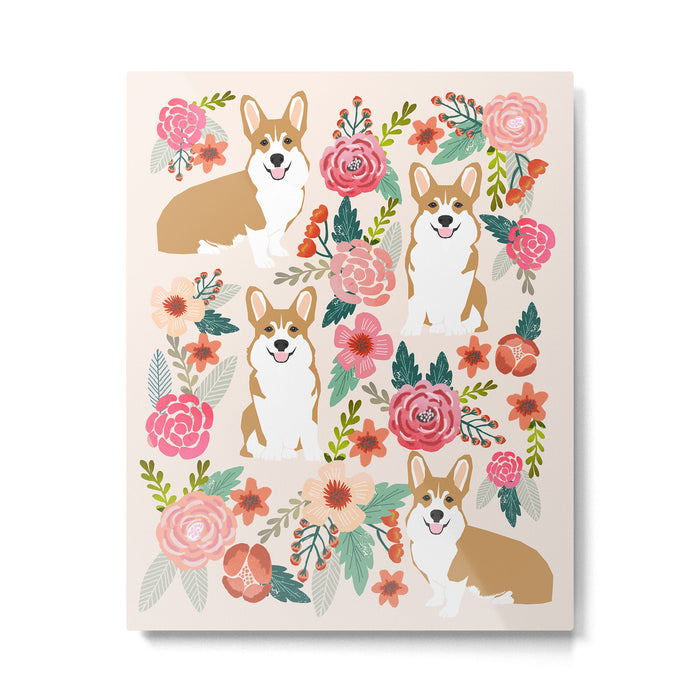 Corgi floral spring bloom flowers nature garden dog dog breeds corgis cute corgi puppies love  Metal Print Gallery Image 1