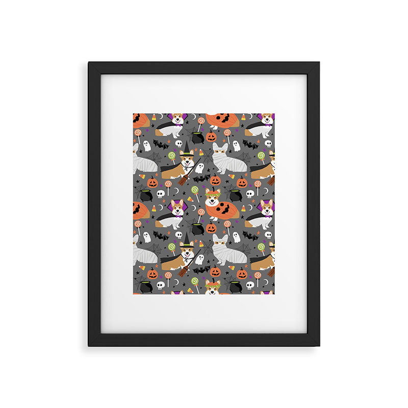 Corgi halloween costume ghost mummy vampire howl-o-ween dog gifts Framed Art Print Gallery Image 6