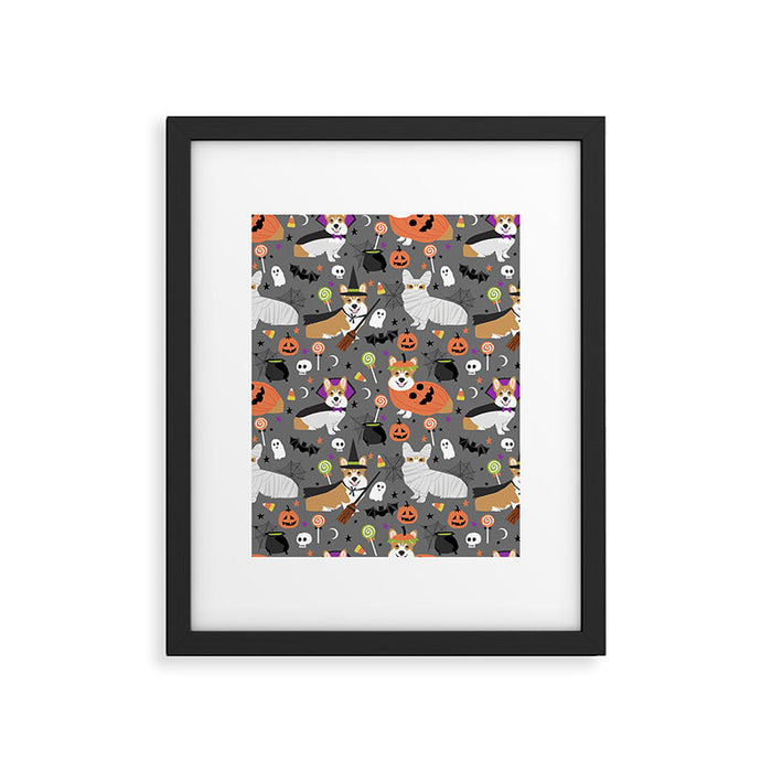 Corgi halloween costume ghost mummy vampire howl-o-ween dog gifts Framed Art Print Gallery Image 1