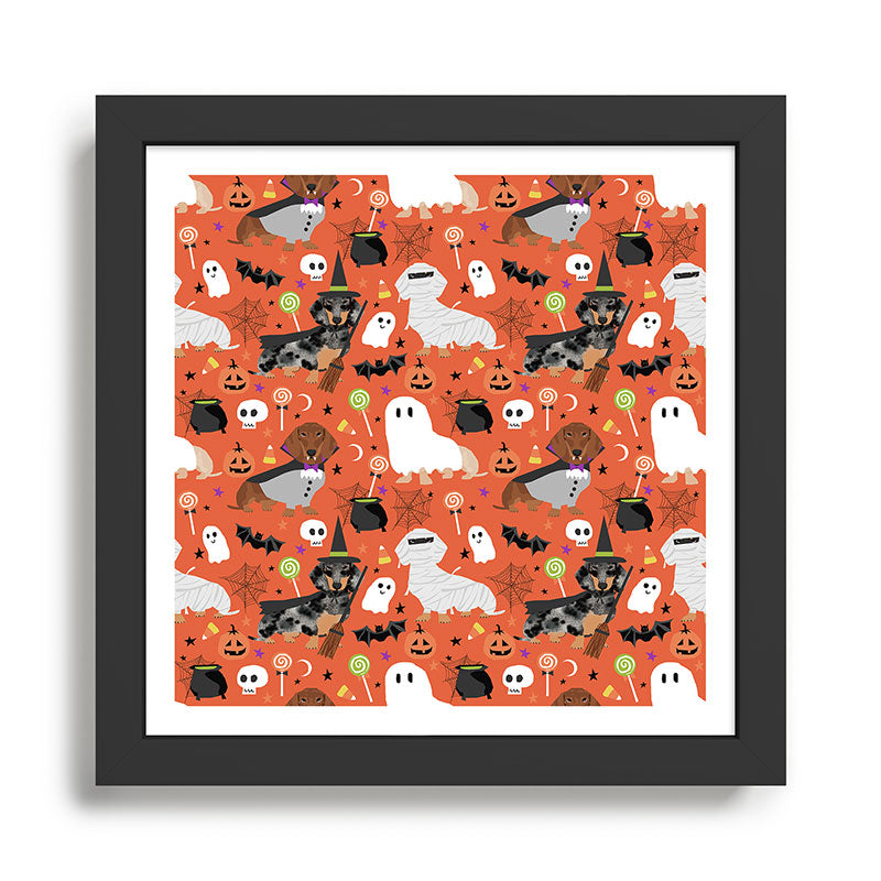 Dachshund dog breed halloween cute pattern doxie dachsie dog costumes Framed Art Print Gallery Image 1
