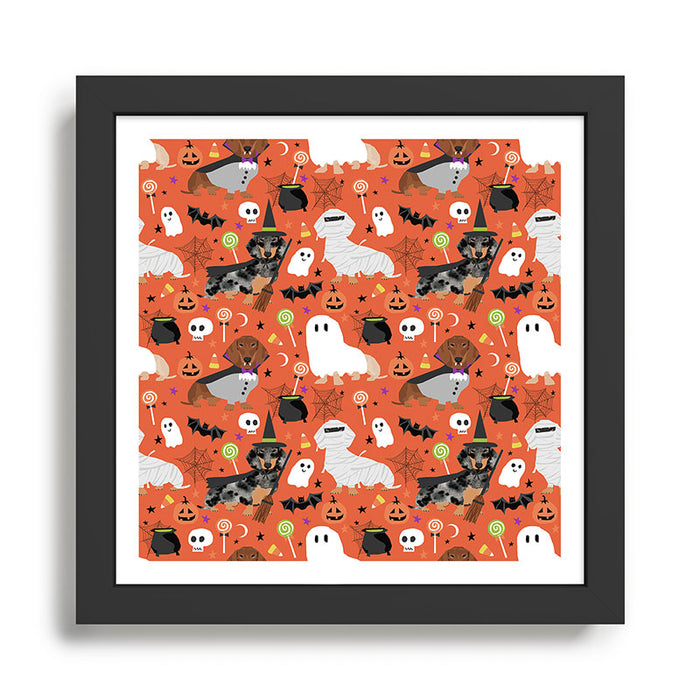 Dachshund dog breed halloween cute pattern doxie dachsie dog costumes Framed Art Print Gallery Image 1