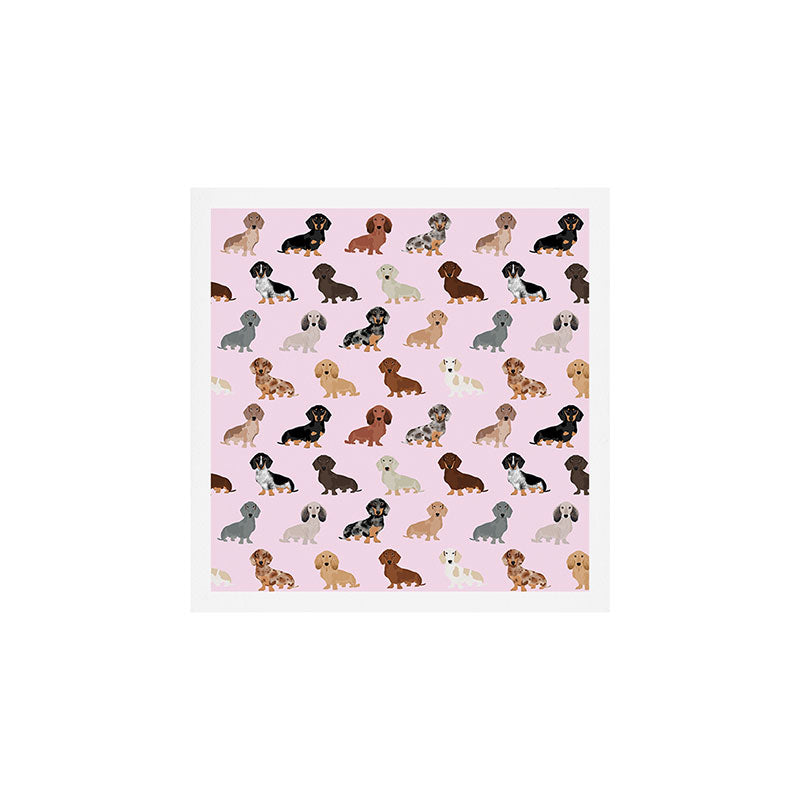 Dachshund dog breed pet pattern doxie coats dapple merle red black and tan Art Print Gallery Image 1