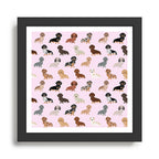 Dachshund dog breed pet pattern doxie coats dapple merle red black and tan Framed Art Print Gallery Image 1