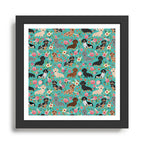 Dachshund florals flower pet portrait dog art dachsie doxie pet art dog breeds Framed Art Print Gallery Image 1