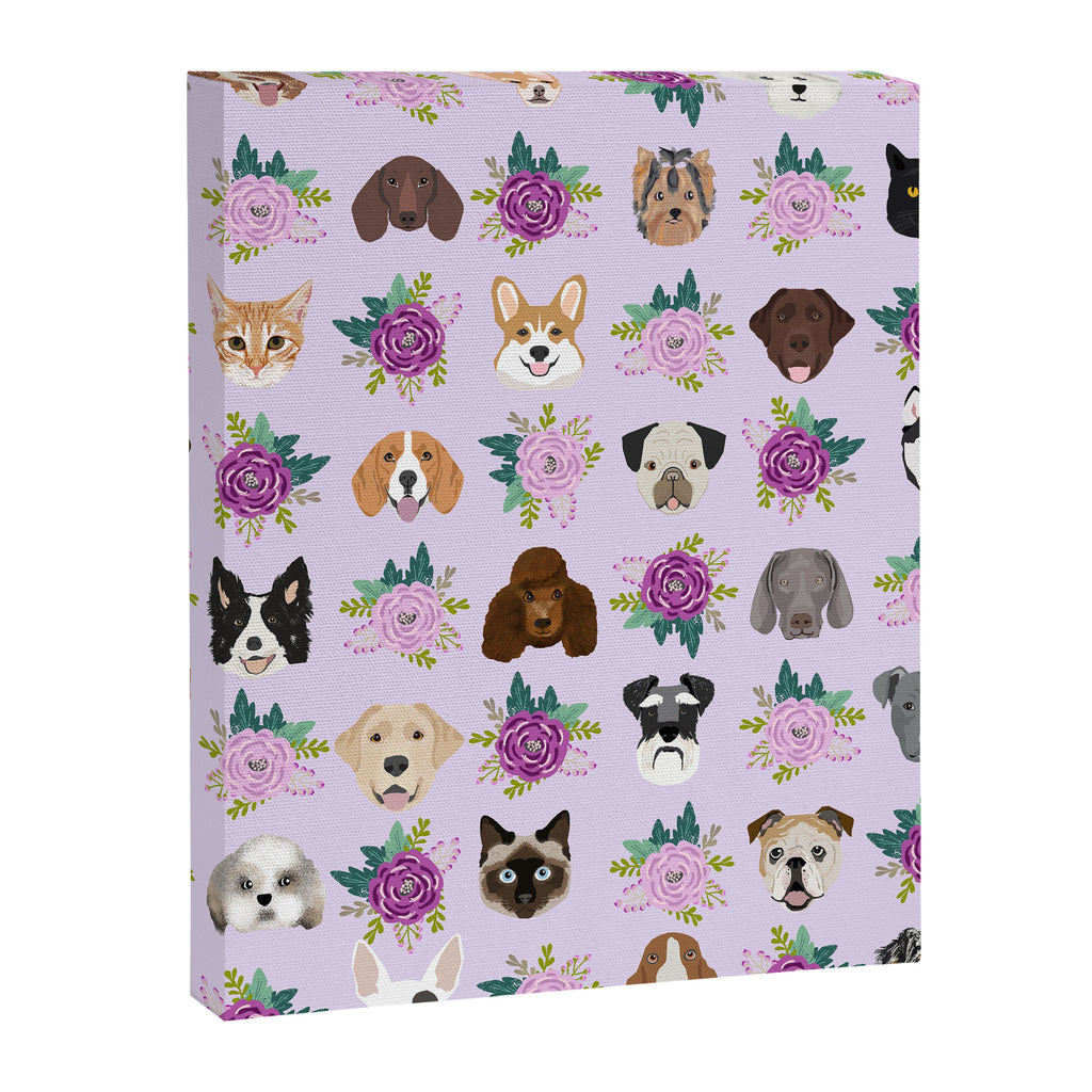 Dogs and cats pet friendly floral animal lover gifts dog breeds cat person Canvas Print Gallery Image 8