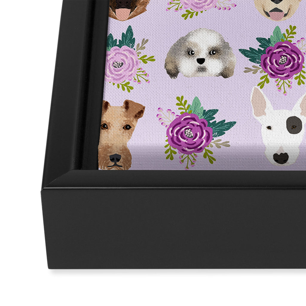 Dogs and cats pet friendly floral animal lover gifts dog breeds cat person Framed Canvas Print Gallery Image 2