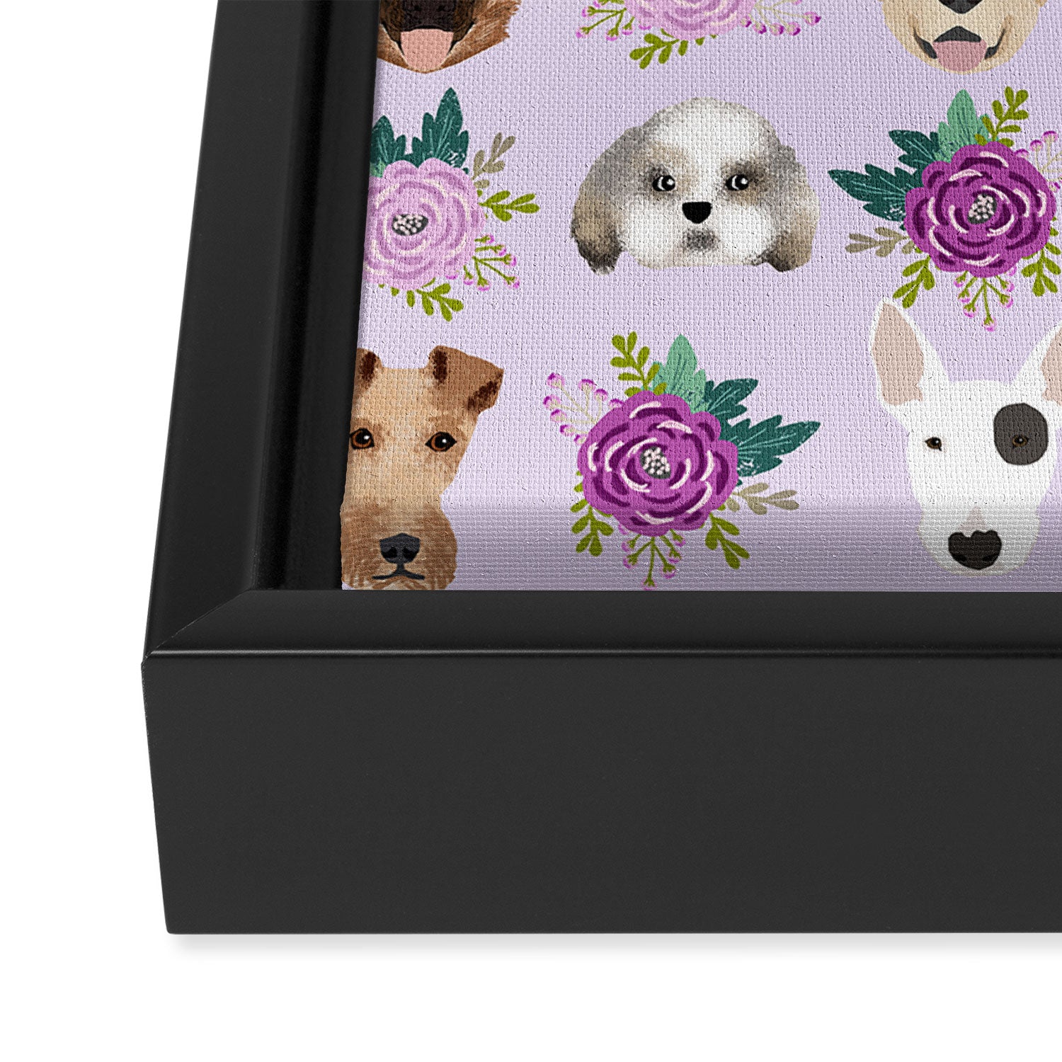 Dogs and cats pet friendly floral animal lover gifts dog breeds cat person Framed Canvas Print Gallery Image 2