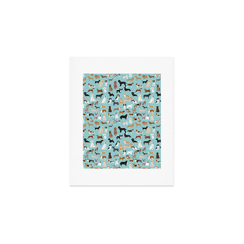 Dogs pattern print must have gifts for dog person mint dog breeds Art Print Gallery Image 1