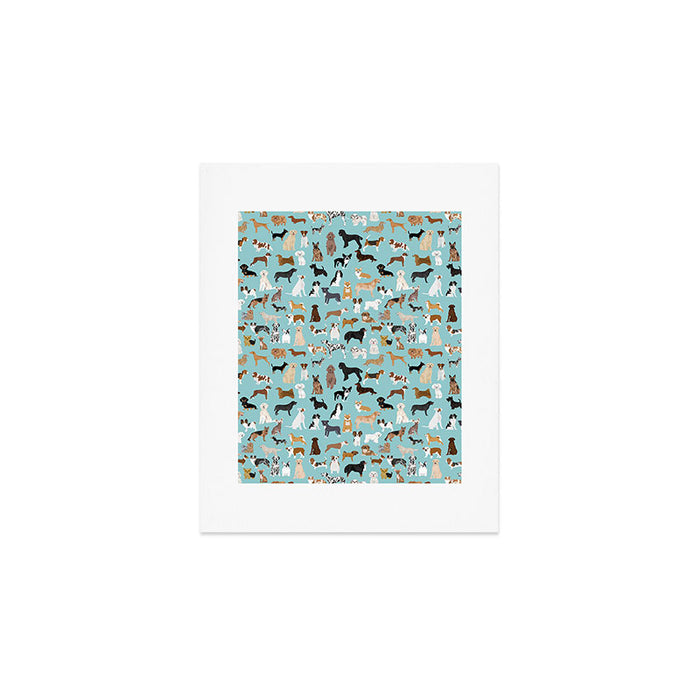Dogs pattern print must have gifts for dog person mint dog breeds Art Print Gallery Image 1
