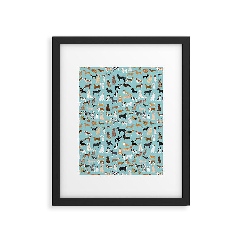 Dogs pattern print must have gifts for dog person mint dog breeds Framed Art Print Gallery Image 5