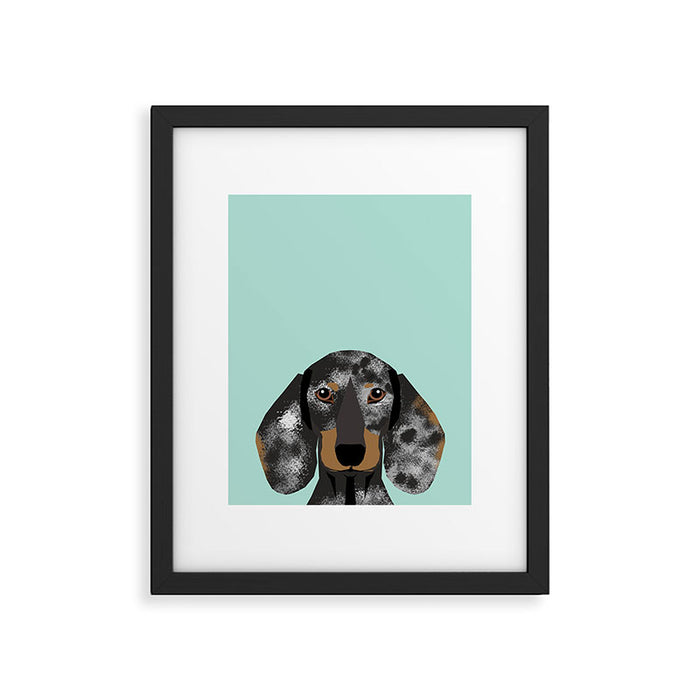 Doxie Dachshund merle dapple dog cute must have dog accessories dog gifts cute doxies dachshunds des Framed Art Print Gallery Image 1