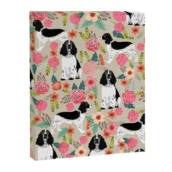English Springer Spaniel dog breed florals dog gifts for dog lovers dog breeds Canvas Print Gallery Image 1