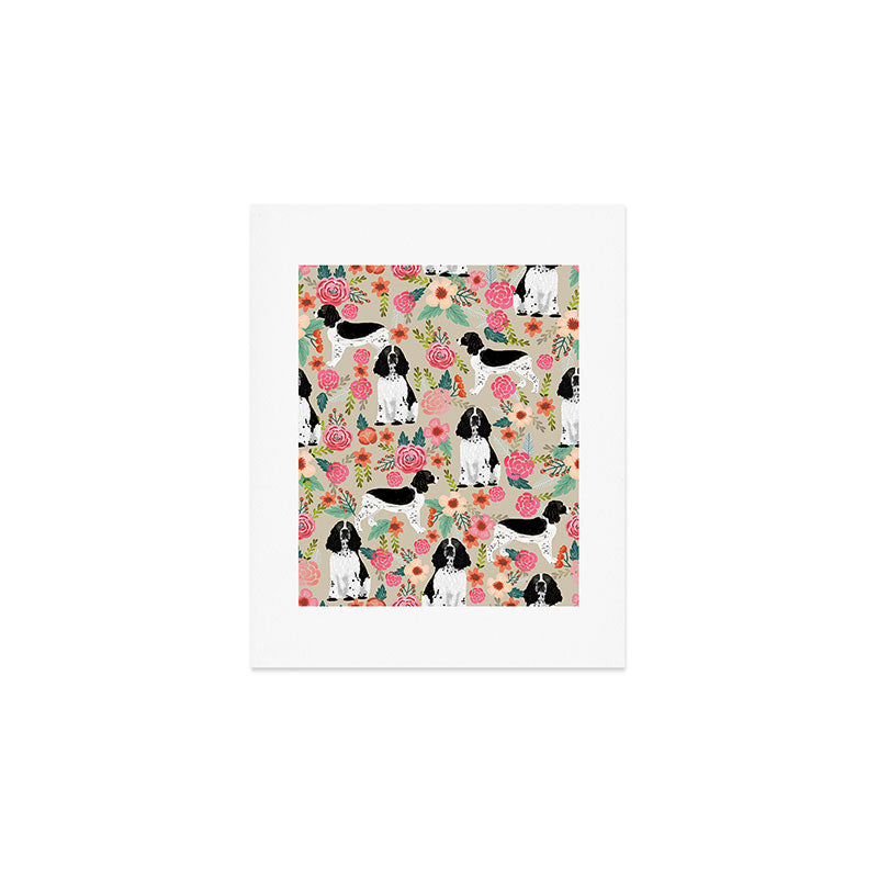 English Springer Spaniel dog breed florals dog gifts for dog lovers dog breeds Art Print Gallery Image 1
