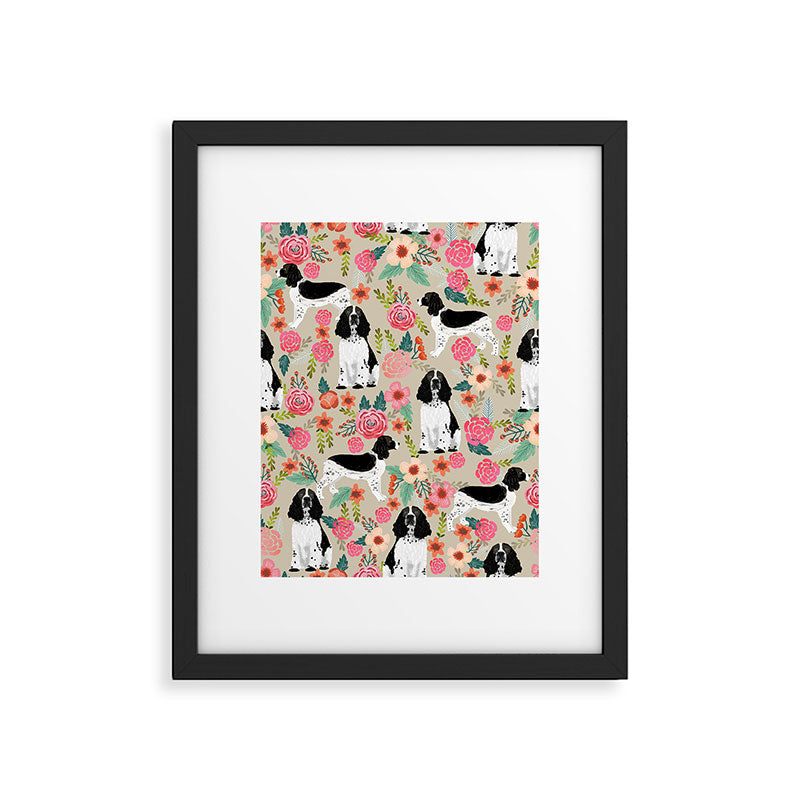 English Springer Spaniel dog breed florals dog gifts for dog lovers dog breeds Framed Art Print Gallery Image 5