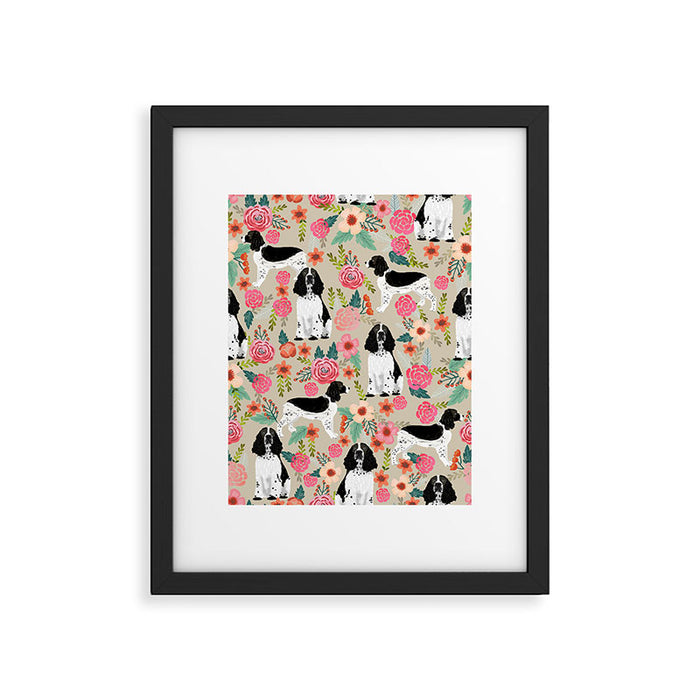 English Springer Spaniel dog breed florals dog gifts for dog lovers dog breeds Framed Art Print Gallery Image 1
