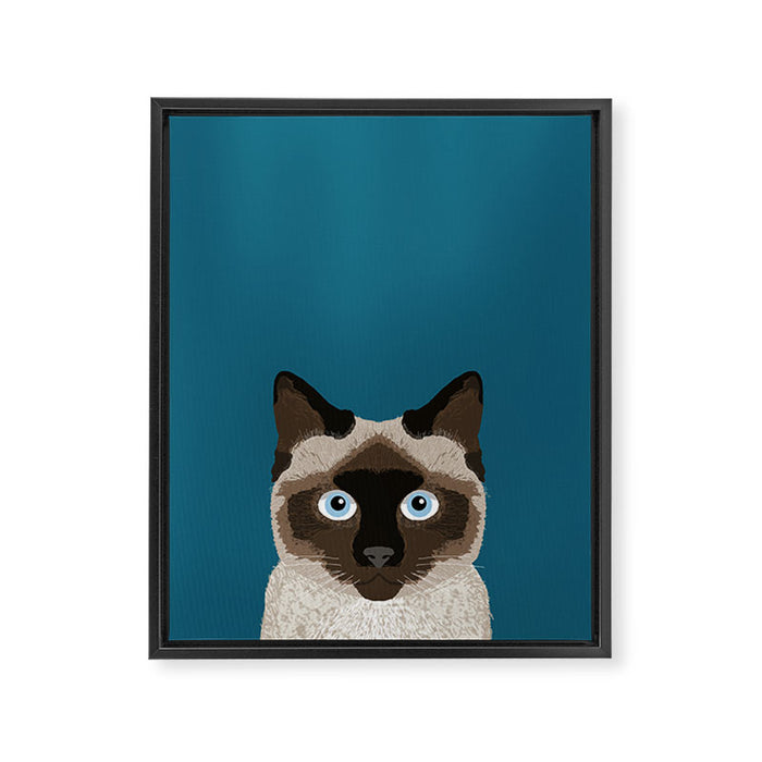 Ezra - Siamese Cat, Cute Kitten Retro Cat Art cell phone case, siamese, cute cat Framed Canvas Print Gallery Image 1