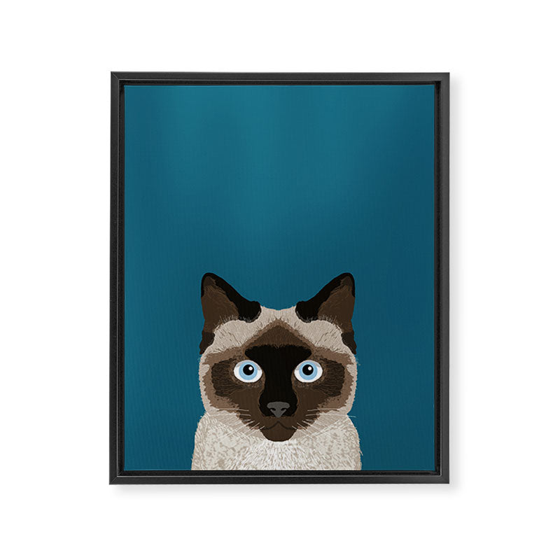 Ezra - Siamese Cat, Cute Kitten Retro Cat Art cell phone case, siamese, cute cat Framed Canvas Print Gallery Image 6