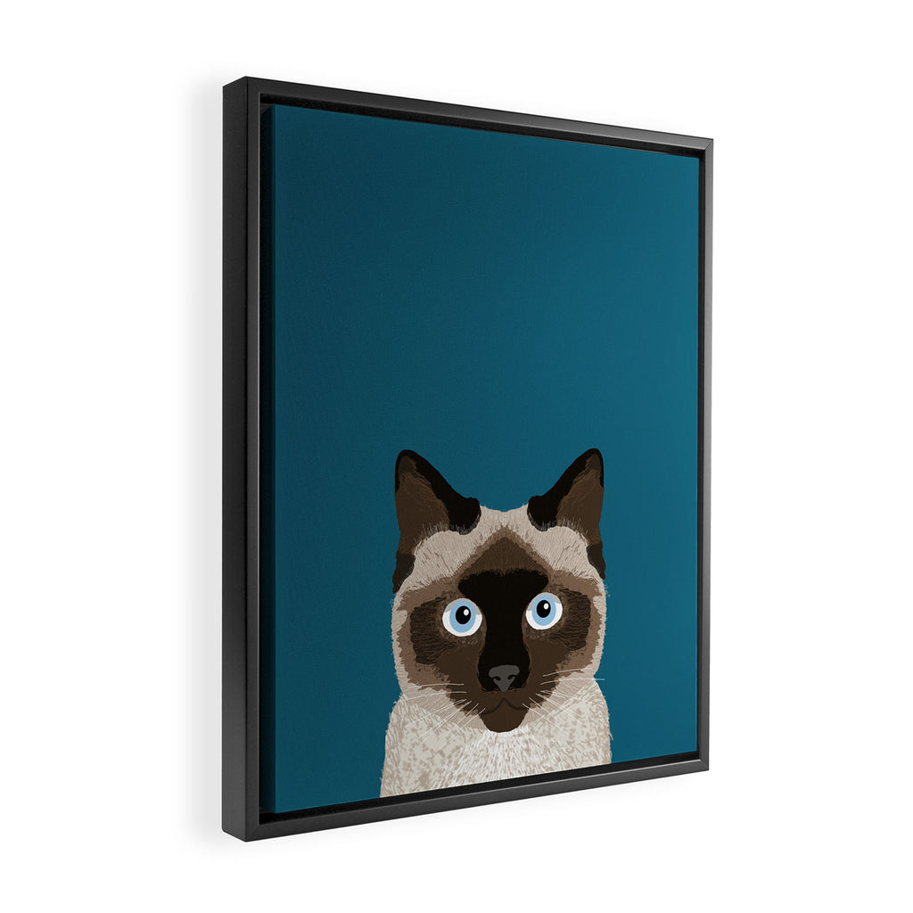 Ezra - Siamese Cat, Cute Kitten Retro Cat Art cell phone case, siamese, cute cat Framed Canvas Print Gallery Image 2