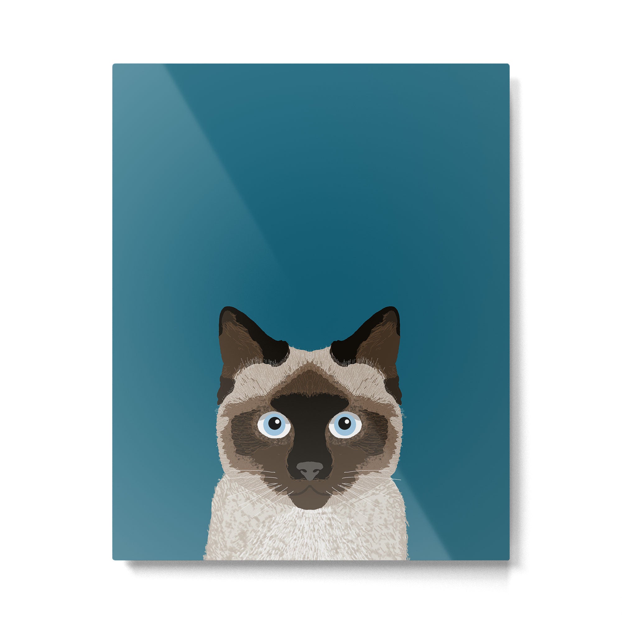 Ezra - Siamese Cat, Cute Kitten Retro Cat Art cell phone case, siamese, cute cat Metal Print Gallery Image 4