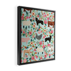 Farm animal sanctuary pig chicken cows horses sheep floral pattern gifts Framed Canvas Print Gallery Image 2