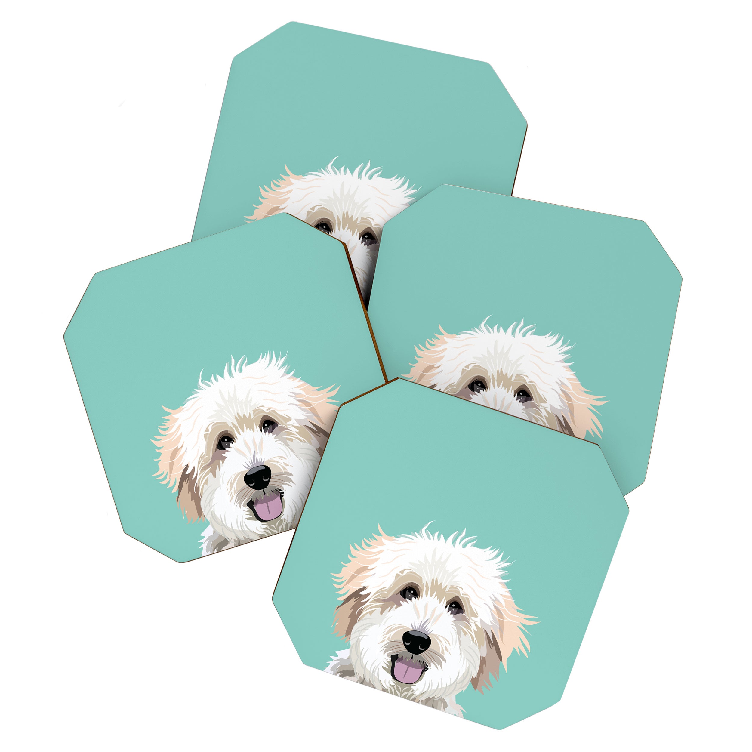 Golden Doodle pet portrait art print and dog gifts Coaster Gallery Image 1