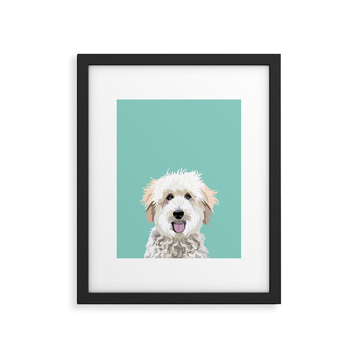 Golden Doodle pet portrait art print and dog gifts Framed Art Print Gallery Image 1