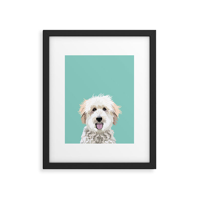 Golden Doodle pet portrait art print and dog gifts Framed Art Print Gallery Image 5