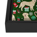 Golden Retriever festive christmas dog illustration pet portrait pet friendly gifts for dog breed Framed Canvas Print Gallery Image 2