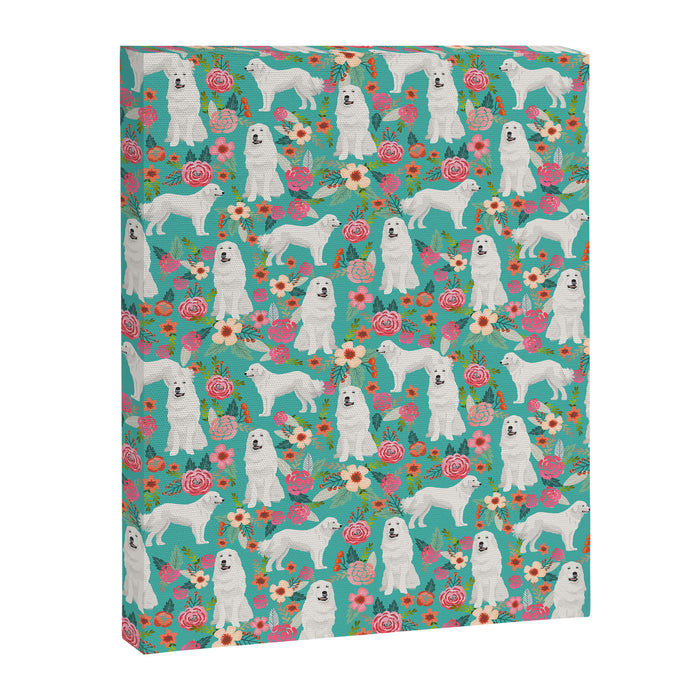 Great Pyrenees florals pattern dog breed must have dog lover gifts Canvas Print Gallery Image 1