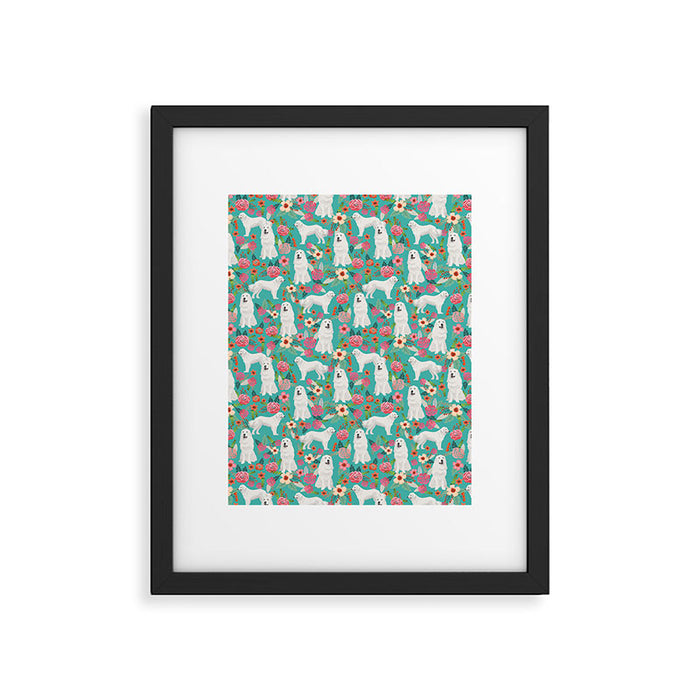 Great Pyrenees florals pattern dog breed must have dog lover gifts Framed Art Print Gallery Image 1