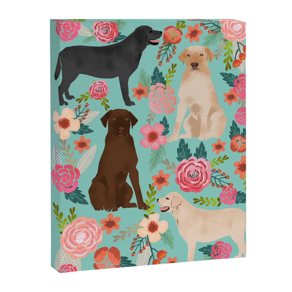 Labrador Retriever dog breed floral pattern for dog lover chocolate lab golden retriever labradors Canvas Print Gallery Image 6