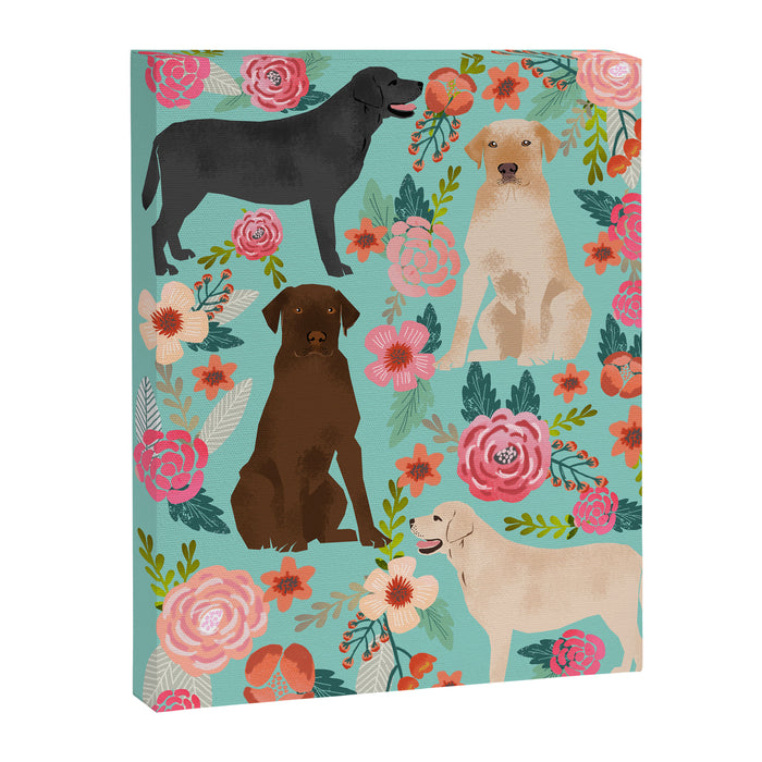 Labrador Retriever dog breed floral pattern for dog lover chocolate lab golden retriever labradors Canvas Print Gallery Image 1
