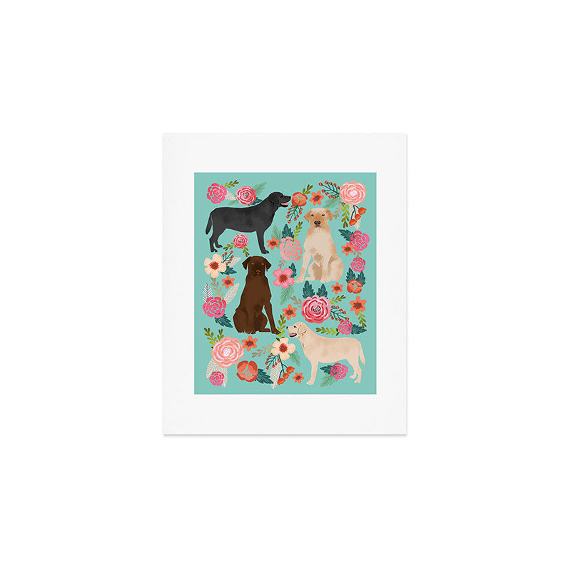 Labrador Retriever dog breed floral pattern for dog lover chocolate lab golden retriever labradors Art Print Gallery Image 1