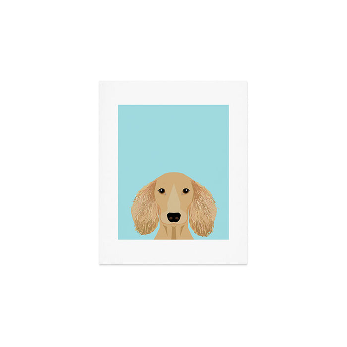 Long Haired Dachshund cream coat cute pet portraits custom dog breed art Art Print Gallery Image 1