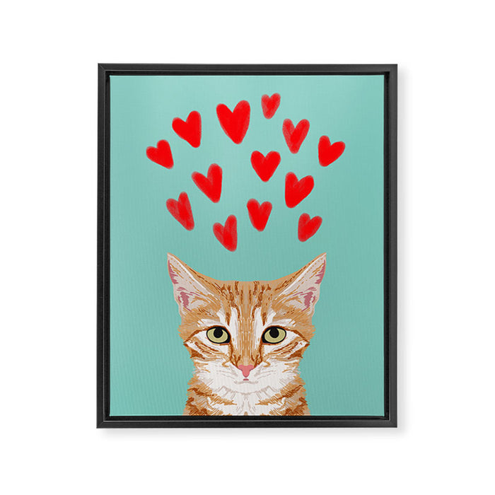 Mackenzie - Orange Tabby Cute Valentines Day Kitten Girly Retro Cat Art cell phone Framed Canvas Print Gallery Image 1