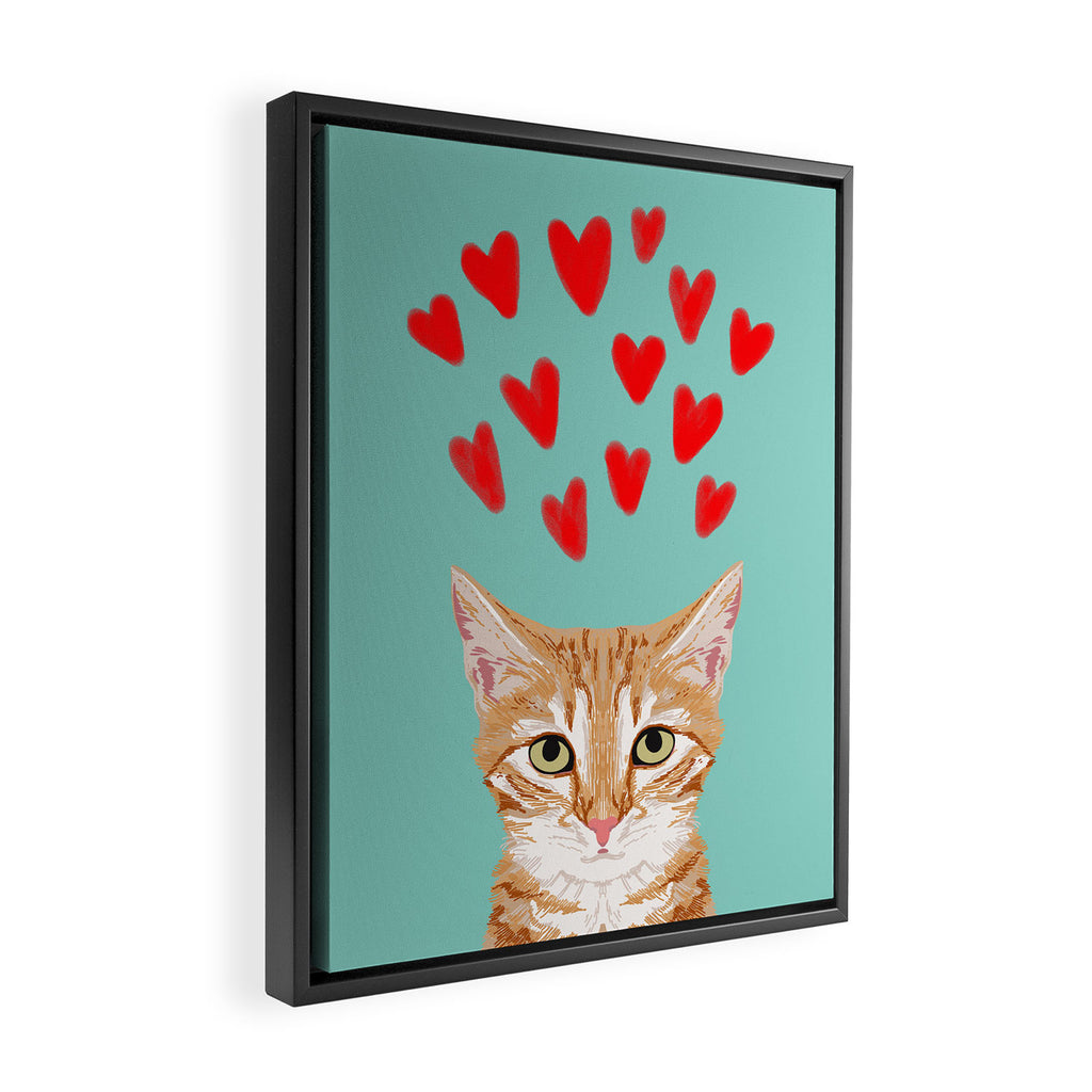 Mackenzie - Orange Tabby Cute Valentines Day Kitten Girly Retro Cat Art cell phone Framed Canvas Print Gallery Image 2
