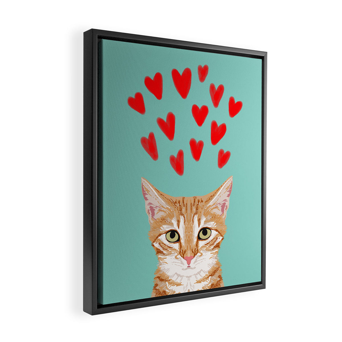 Mackenzie - Orange Tabby Cute Valentines Day Kitten Girly Retro Cat Art cell phone Framed Canvas Print Gallery Image 2