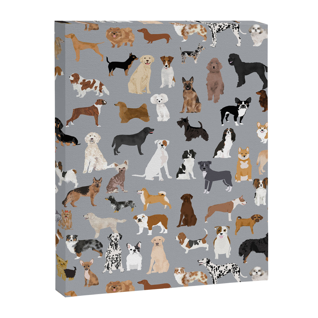 Mixed Dog lots of dogs dog lovers rescue dog art print pattern grey poodle shepherd akita corgi Canvas Print Gallery Image 6