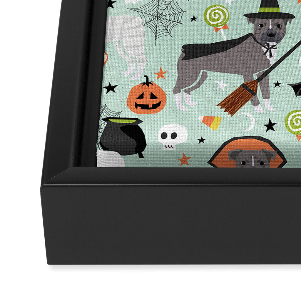 Pitbull halloween costumes pet portrait fall october cute trick or treat pitbulls Framed Canvas Print Gallery Image 2