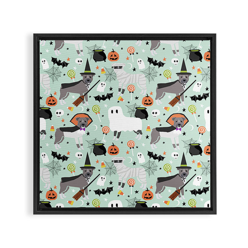 Pitbull halloween costumes pet portrait fall october cute trick or treat pitbulls Framed Canvas Print Gallery Image 3