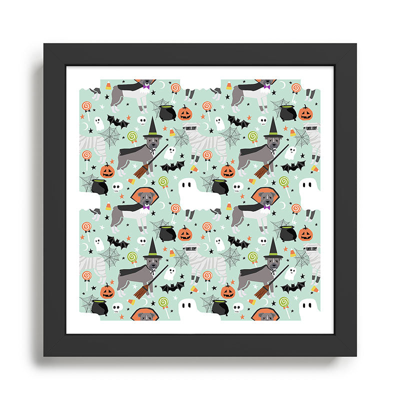 Pitbull halloween costumes pet portrait fall october cute trick or treat pitbulls Framed Art Print Gallery Image 1