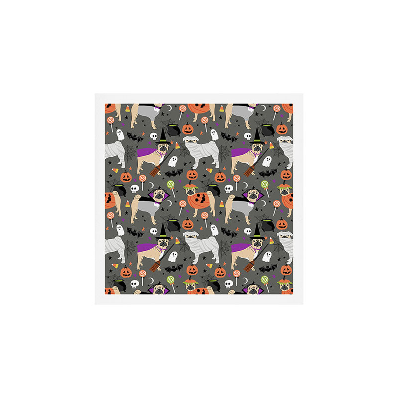 Pug halloween costumes mummy witch vampire pug dog breed pattern by pet friendly Art Print Gallery Image 1