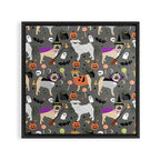 Pug halloween costumes mummy witch vampire pug dog breed pattern by pet friendly Framed Canvas Print Gallery Image 3