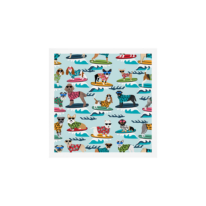 Surfing Dogs - cute summer tropical dogs surfing Art Print Gallery Image 1
