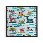 Surfing Dogs - cute summer tropical dogs surfing Framed Canvas Print Gallery Image 3