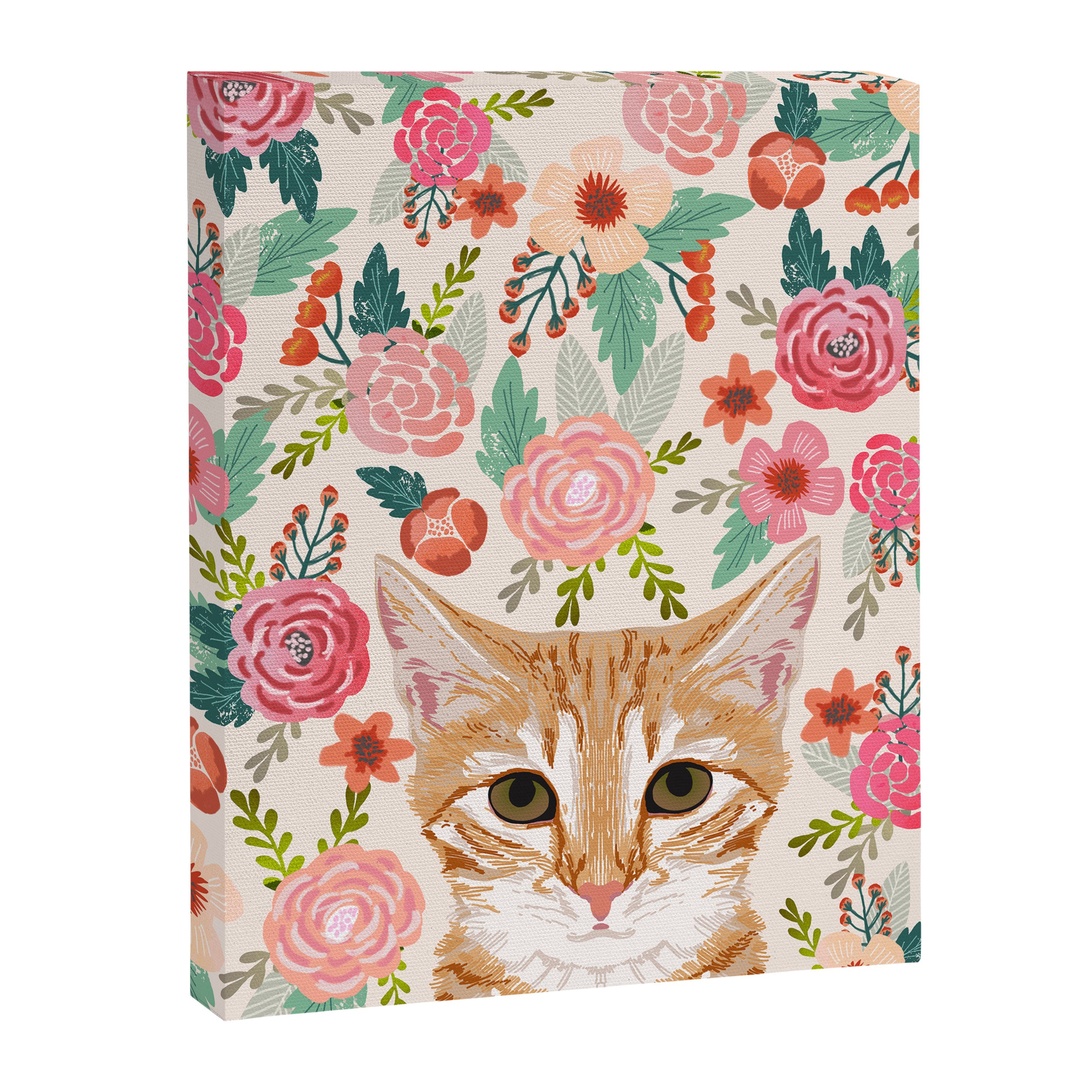 Tabby Cat florals cute spring garden kitten orange tabby cat lady funny girly cat art pet gifts  Canvas Print Gallery Image 6