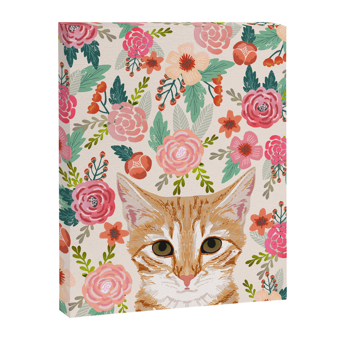 Tabby Cat florals cute spring garden kitten orange tabby cat lady funny girly cat art pet gifts  Canvas Print Gallery Image 1